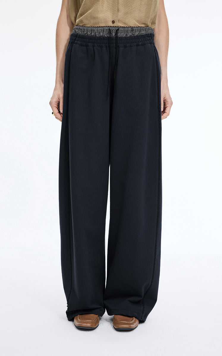 Pants / JNBY Double Waist Wide-Leg Long Pants Black Navy
