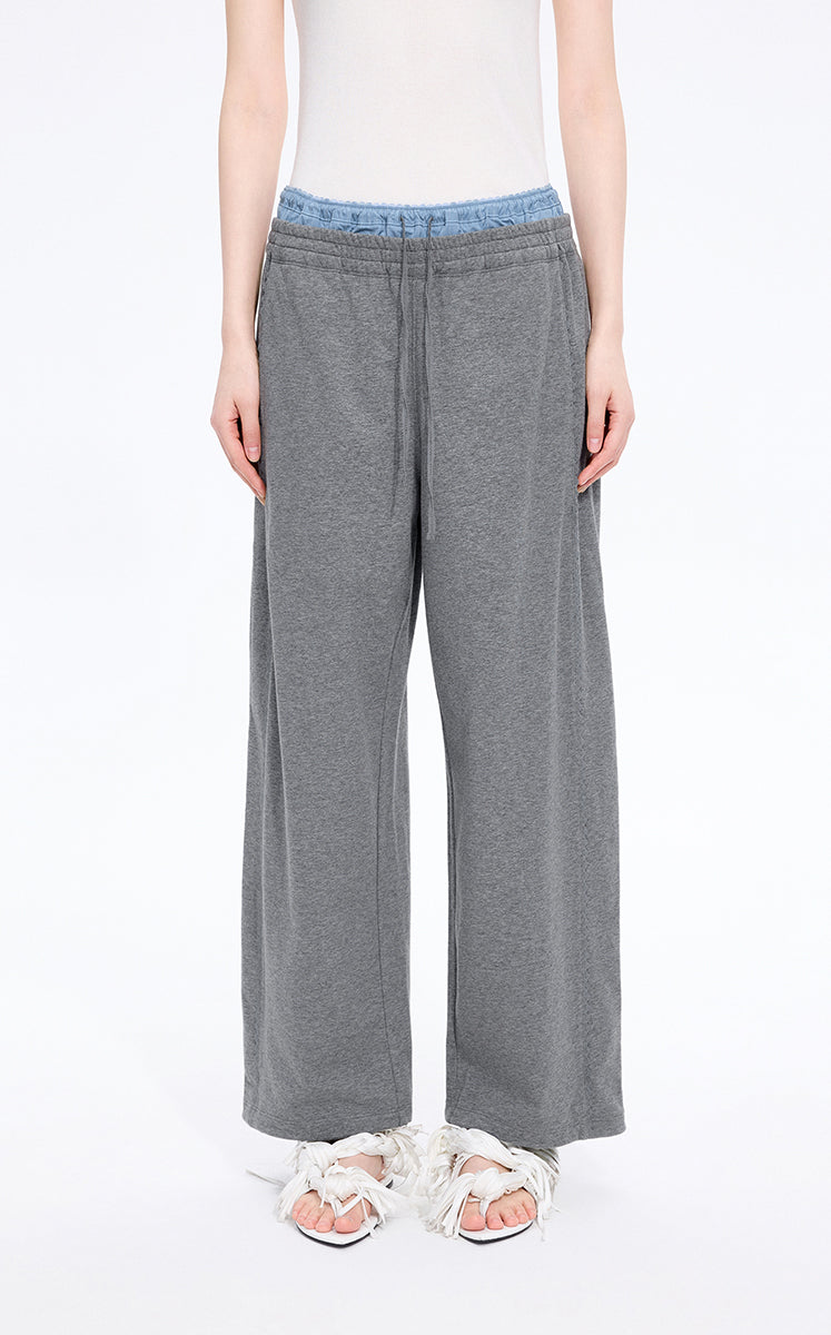 Pants / JNBY Double Waist Wide-Leg Long Pants Lead Grey Marl
