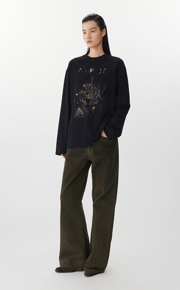 Pants / JNBY Washed Wide-Leg Jeans