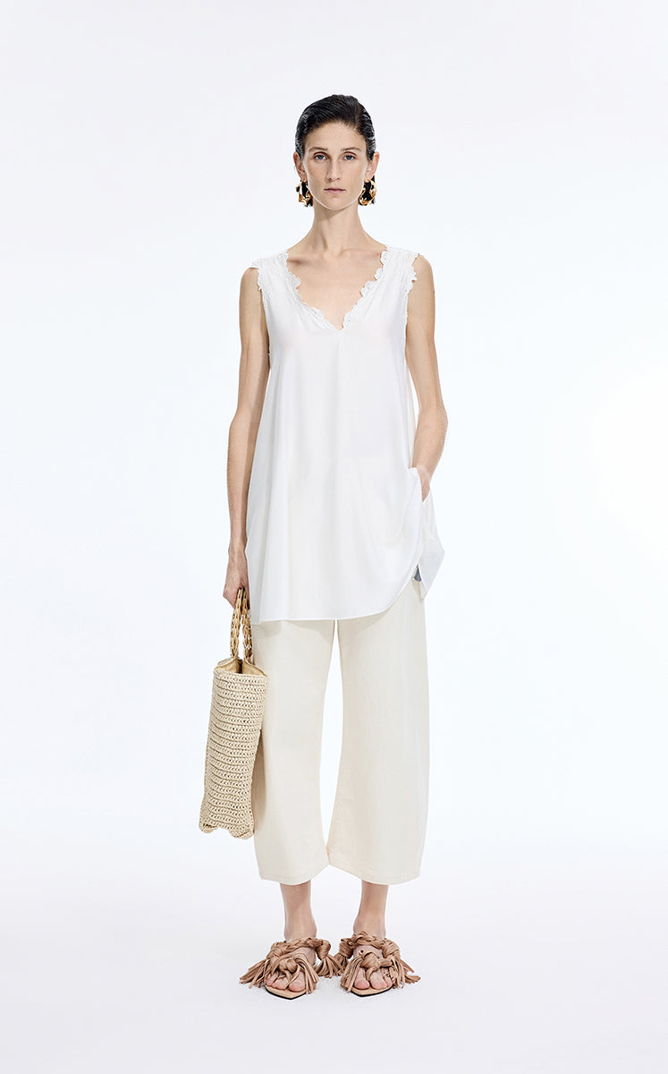 Pants / JNBY High-Waist Ankle-Length Banana Jeans White Denim