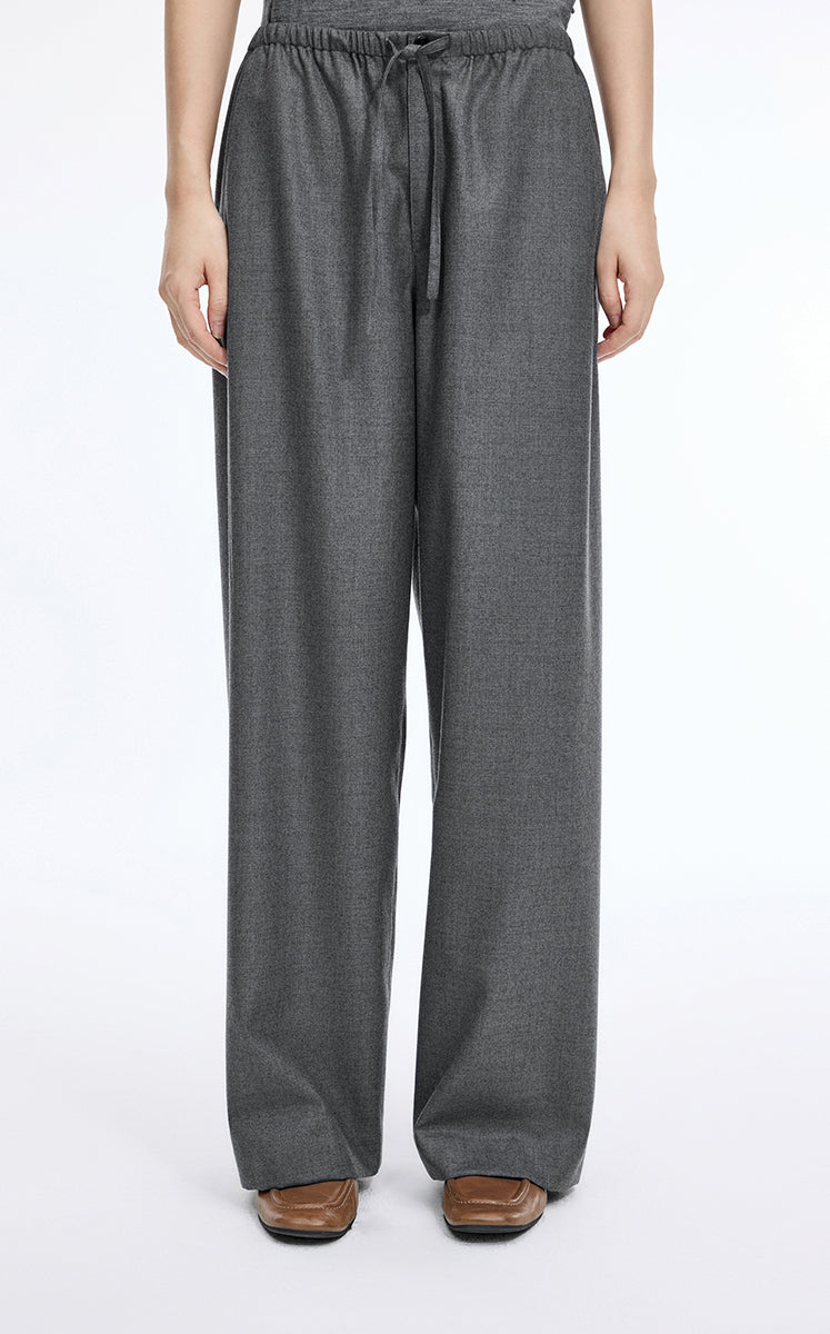 Pants / JNBY Loose Wool Blend Straight Long Pants Grey