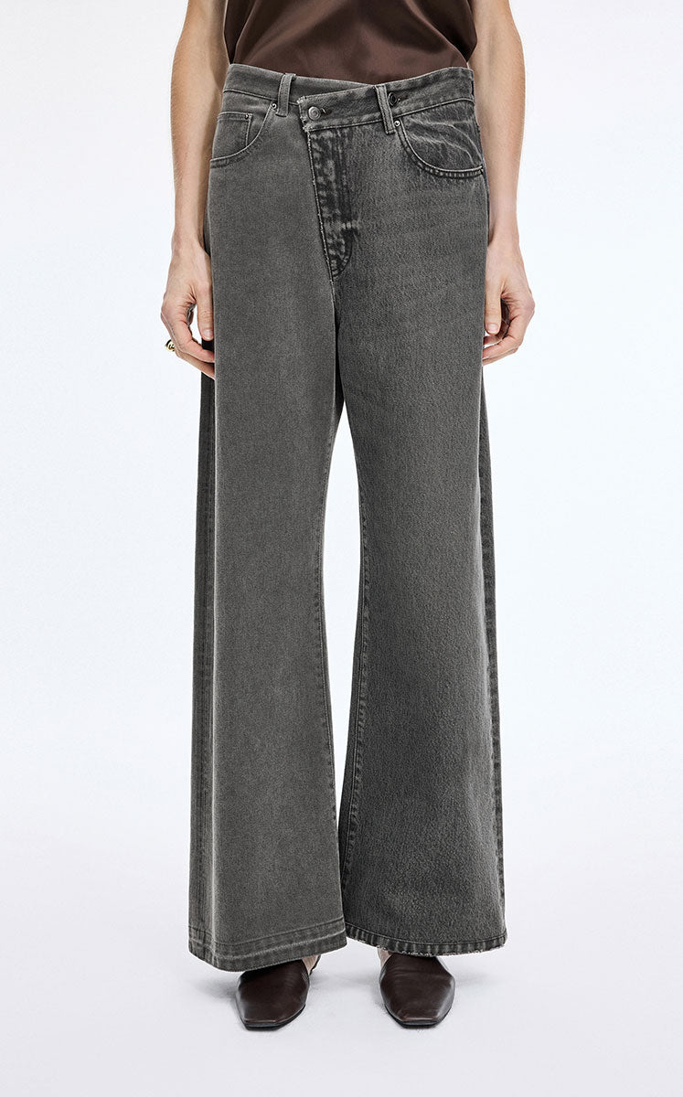 Pants / JNBY Offset Waist Flared Long Jeans Grey