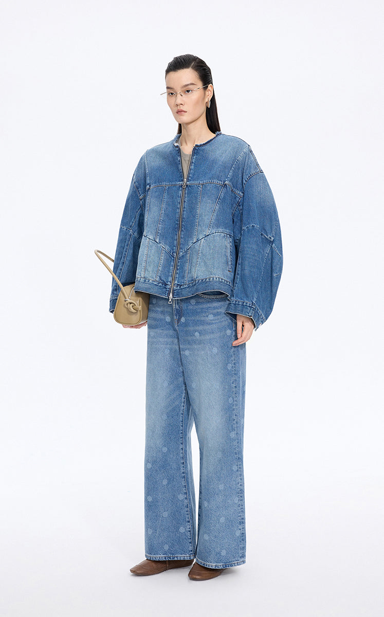 Pants / JNBY Polka-Dot Distressed Wide-Leg Jeans