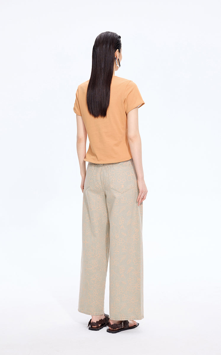 Pants / JNBY Printed Floral Wide-Leg Jeans