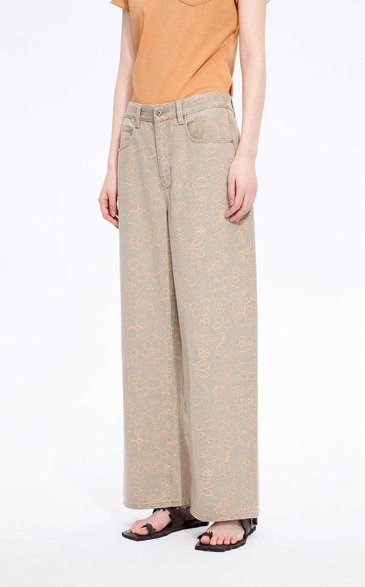 Pants / JNBY Printed Floral Wide-Leg Jeans