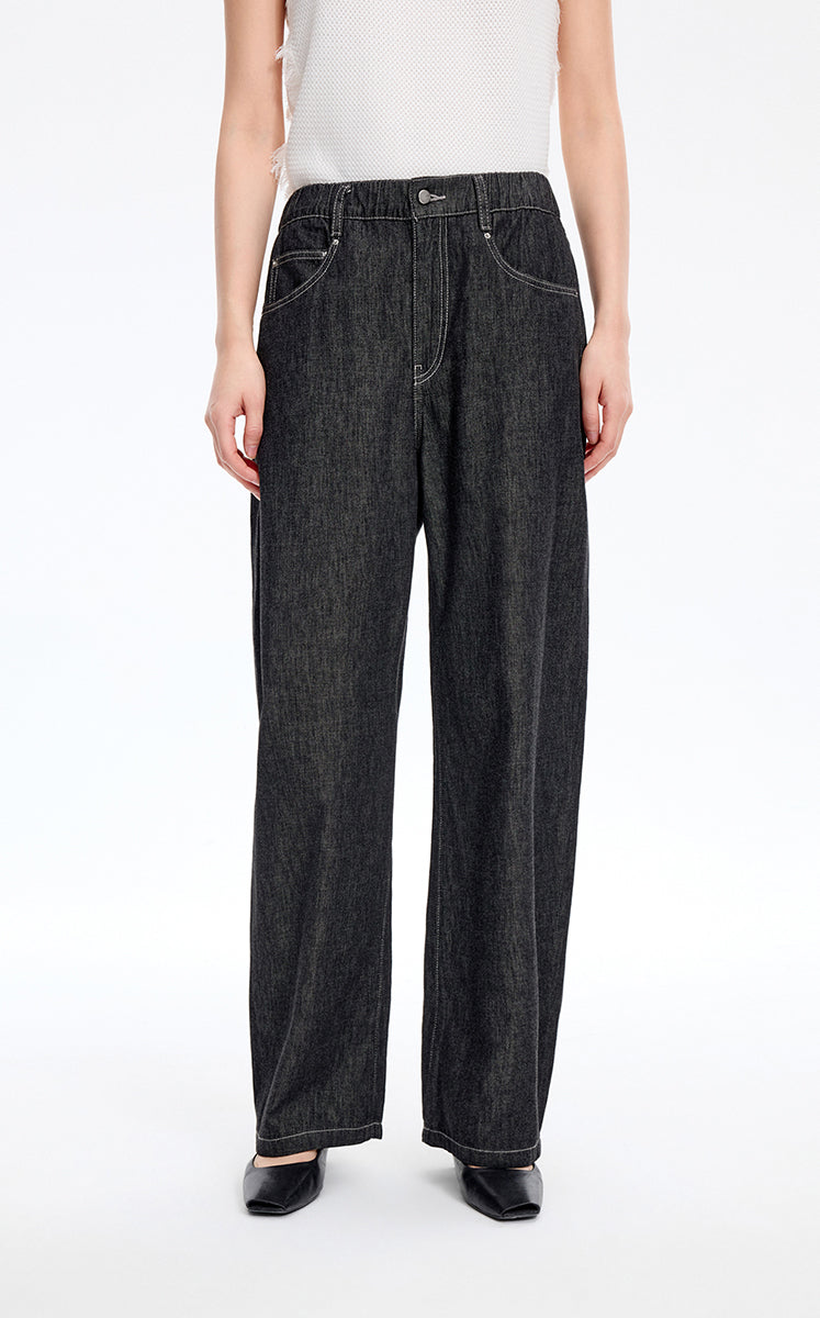 Pants / JNBY Relaxed Elastic Waist Banana Jeans