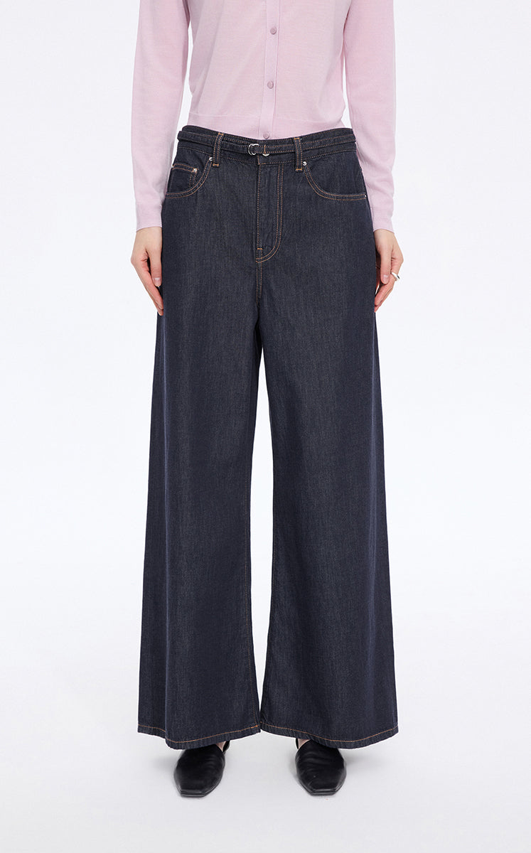 Pants / JNBY Relaxed Wide-Leg Cotton-Lyocell Blend Jeans Dark Denim