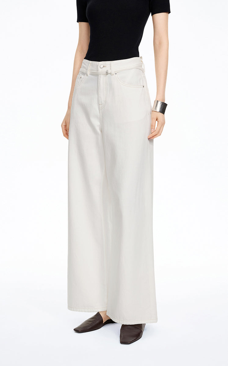 Pants / JNBY Relaxed Wide-Leg Cotton-Lyocell Blend Jeans