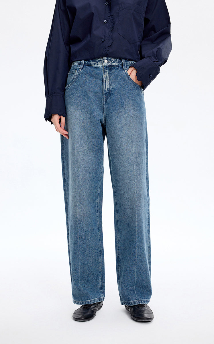 Pants / JNBY Retro Tapered Denim Pants Blue
