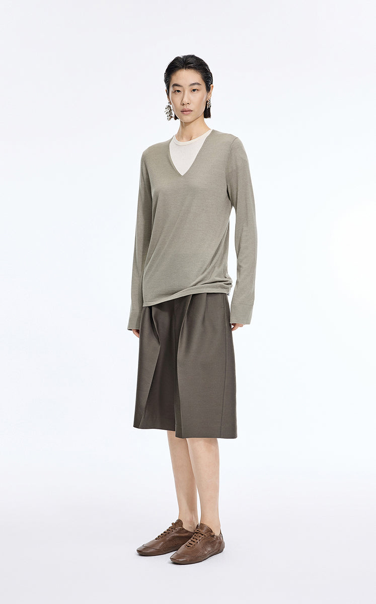 Pants / JNBY Silk Wool Wide-Leg Cropped Pants