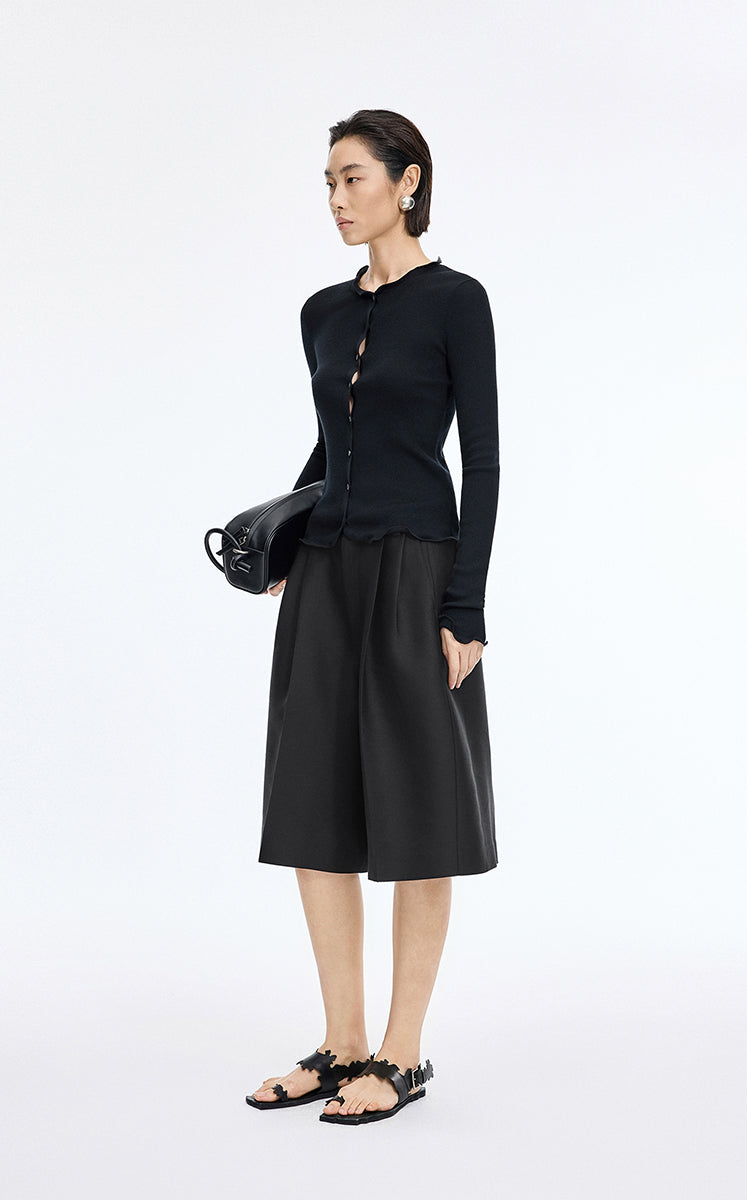 Pants / JNBY Silk Wool Wide-Leg Cropped Pants