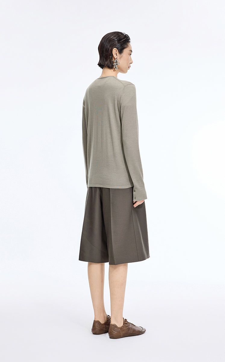 Pants / JNBY Silk Wool Wide-Leg Cropped Pants