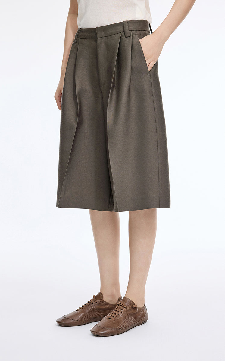 Pants / JNBY Silk Wool Wide-Leg Cropped Pants