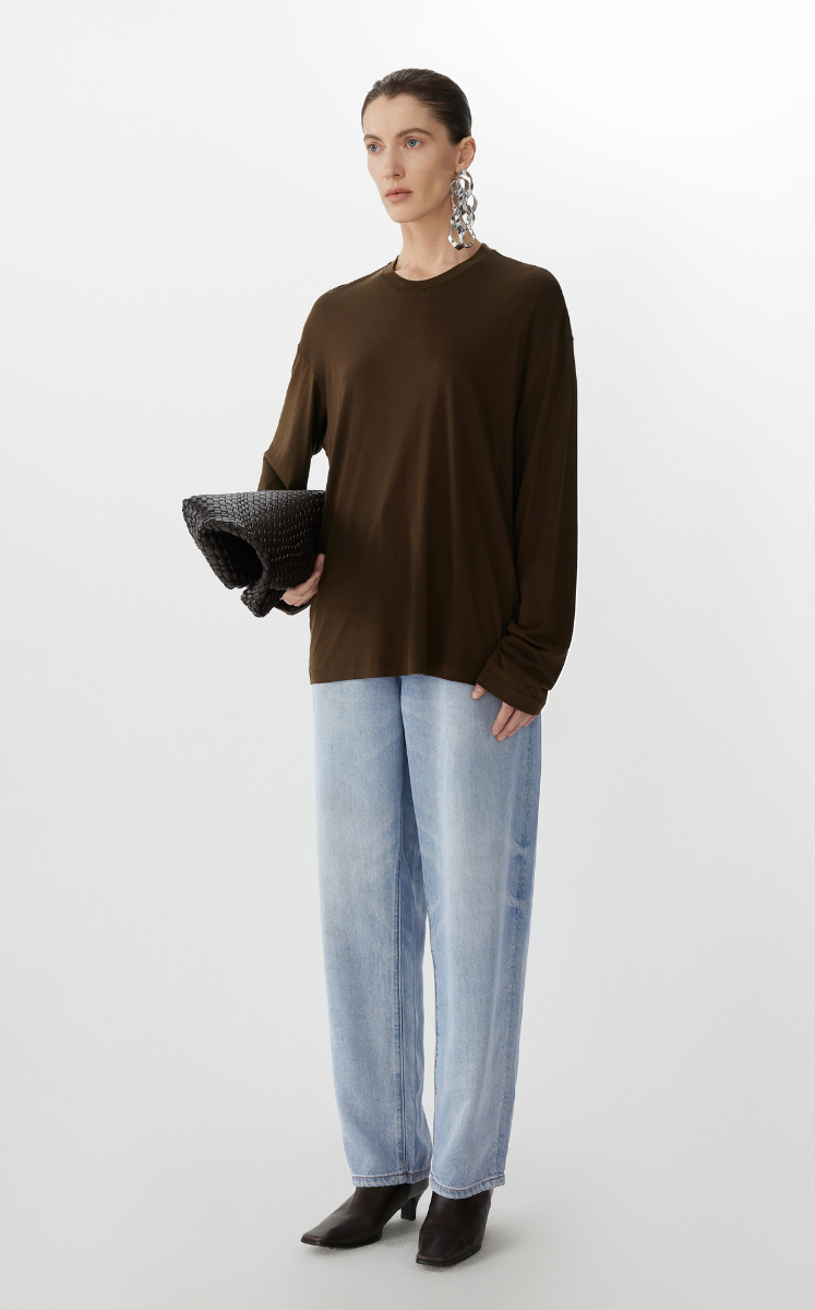 Pants / JNBY Tapered Frayed Hem Denim Trousers