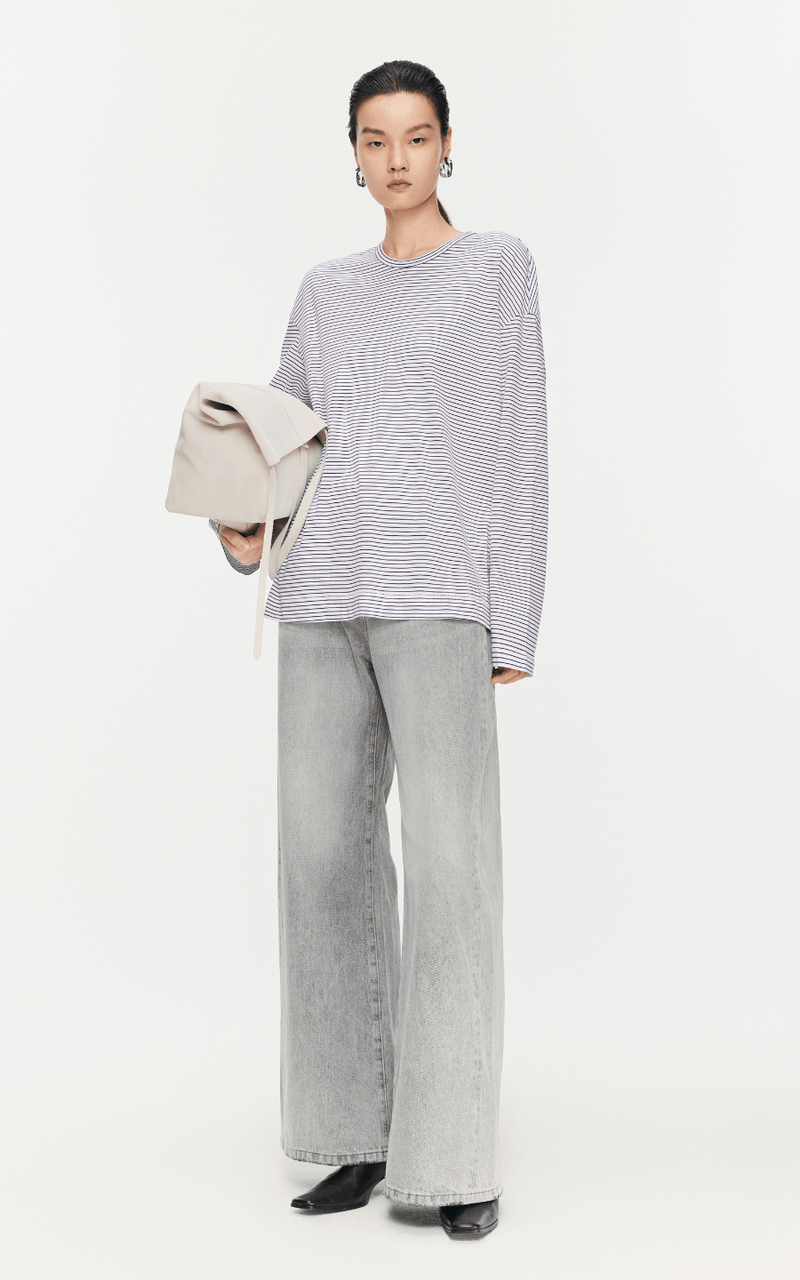 Pants / JNBY Washed Full-Length Cotton Jeans Denim light grey