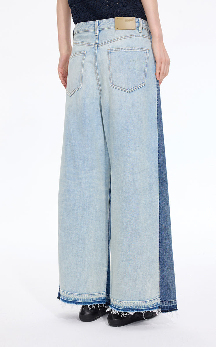 Pants / JNBY Wide-Leg Colorblock Denim Pants