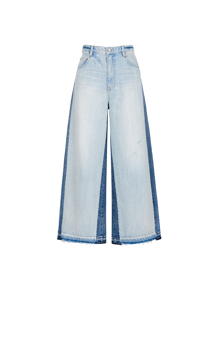 Pants / JNBY Wide-Leg Colorblock Denim Pants