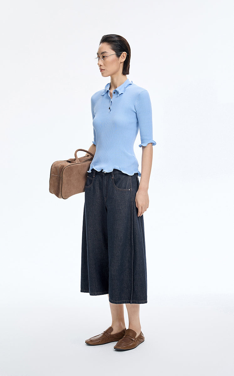 Pants / JNBY Wide-Leg Cropped Denim Pants
