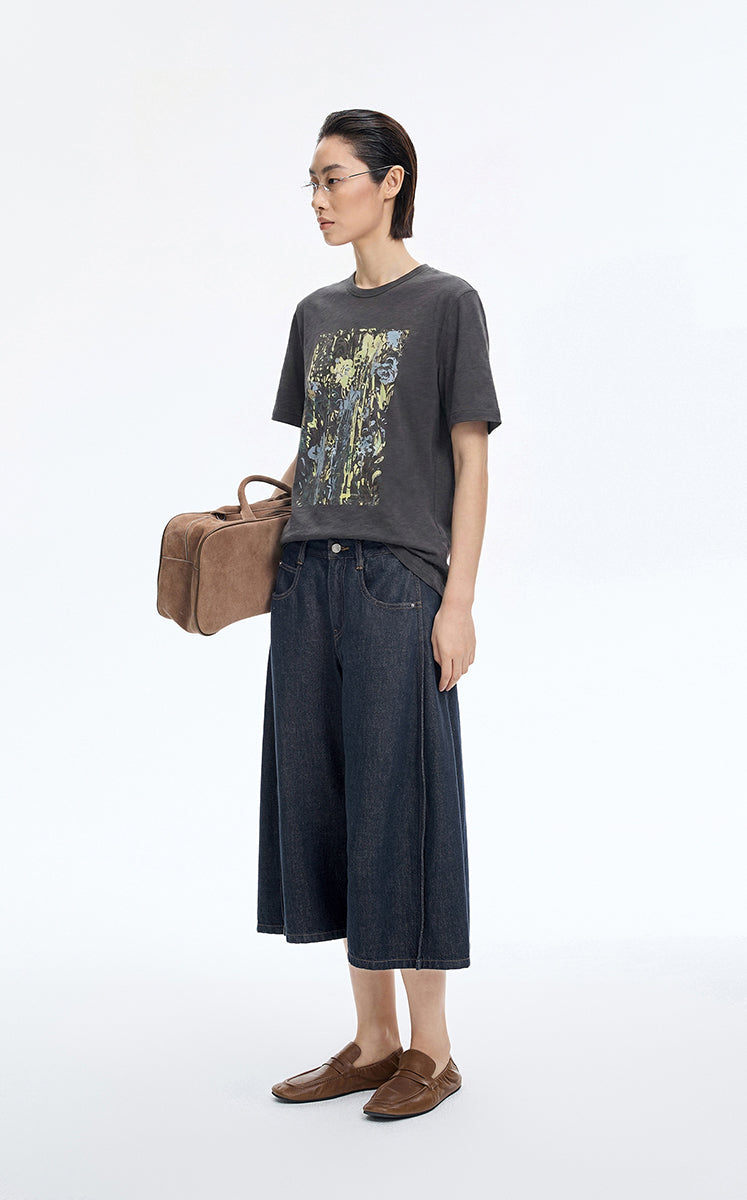 Pants / JNBY Wide-Leg Cropped Denim Pants
