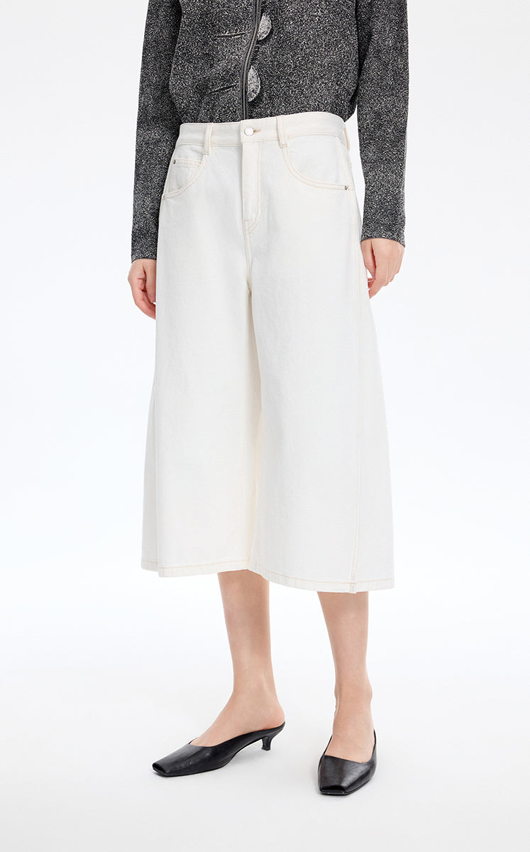 Pants / JNBY Wide-Leg Cropped Denim Pants