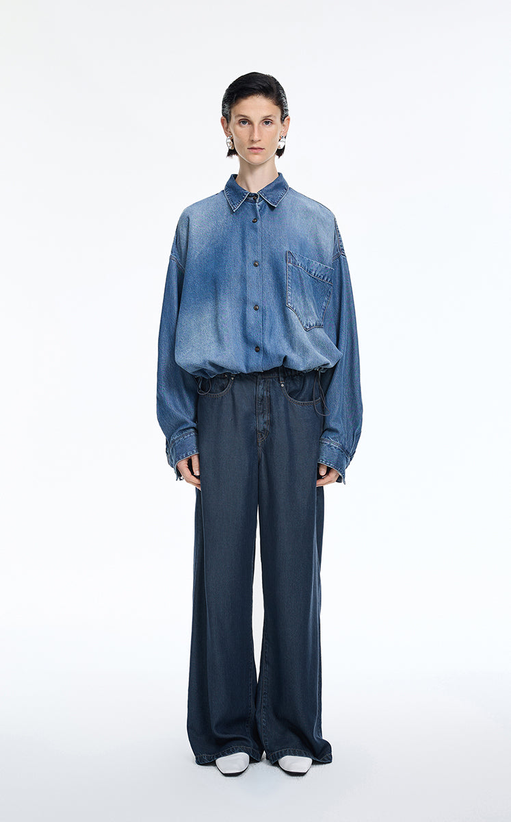 Pants / JNBY Wide-Leg Drawstring Lyocell Jeans Dark Denim