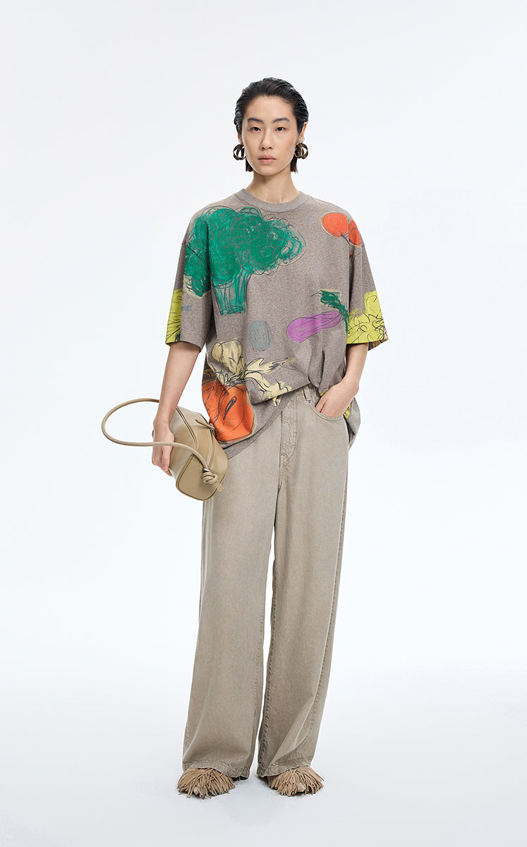 Pants / JNBY Wide-Leg Drawstring Lyocell Jeans Taupe