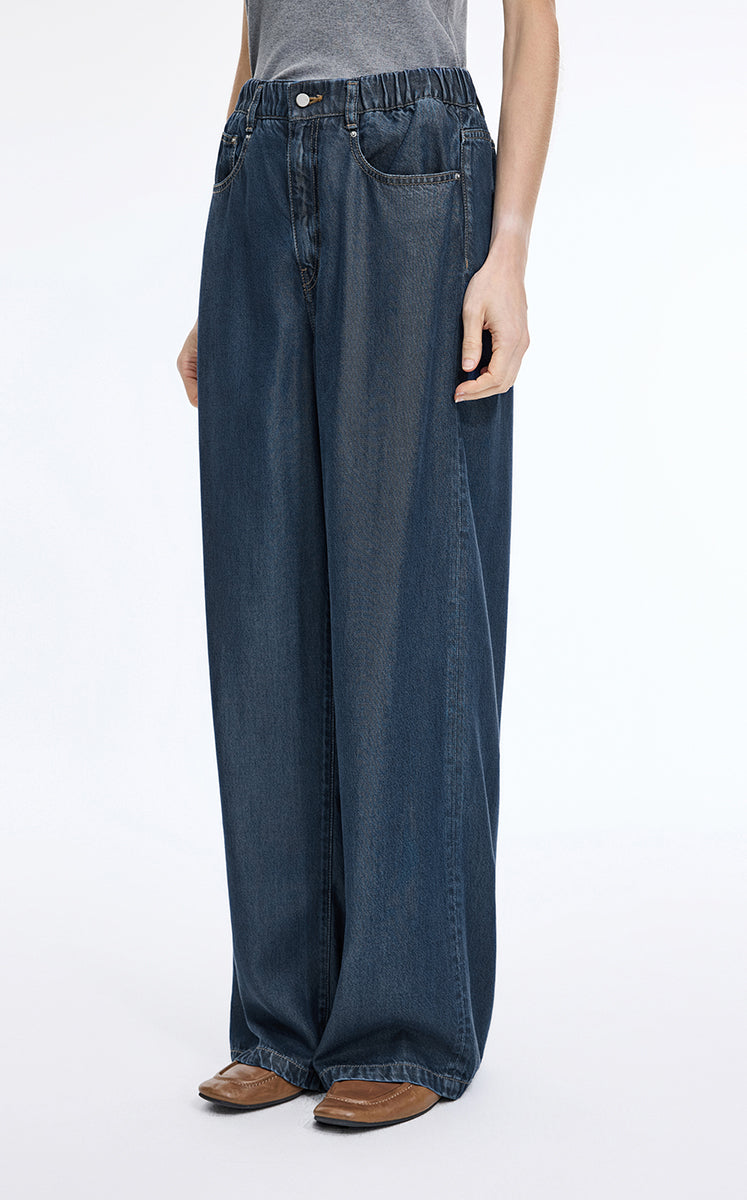 Pants / JNBY Wide-Leg Drawstring Lyocell Jeans