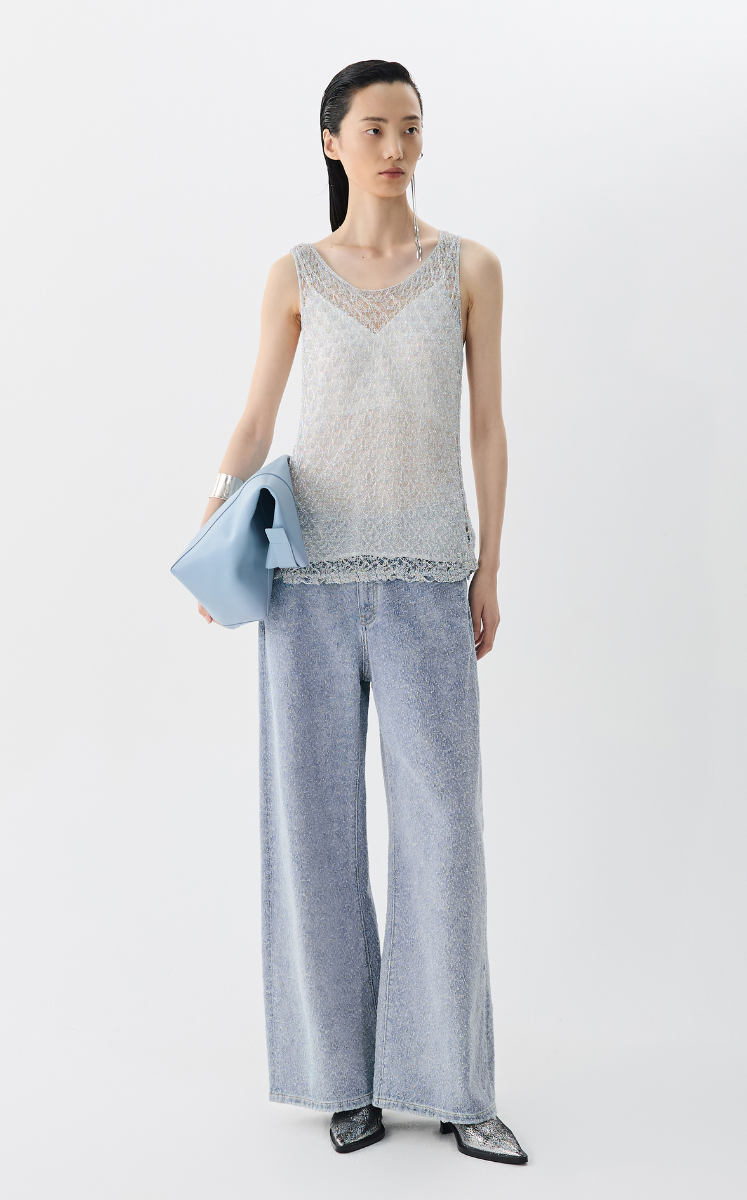 Pants / JNBY Wide-Leg Rolled Hem Denim Pants Light Blue
