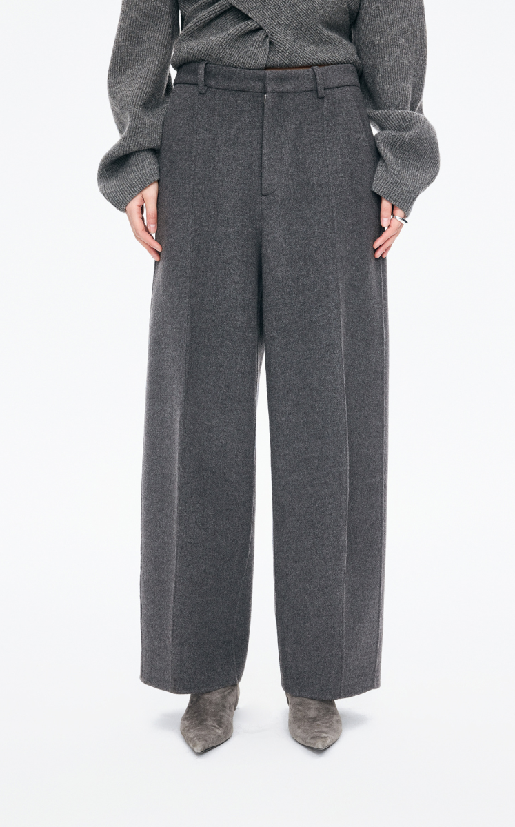 Pants / JNBY Wool-Blend Wide-Leg Trousers Grey