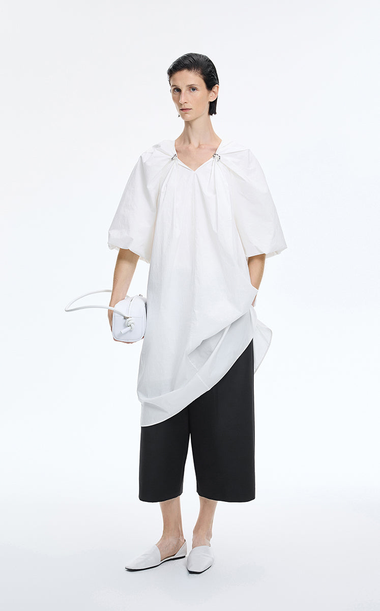 Pants / JNBY Wool Blend Cropped Wide-Leg Trousers