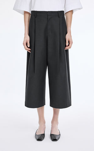 Pants / JNBY Wool Blend Cropped Wide-Leg Trousers Black
