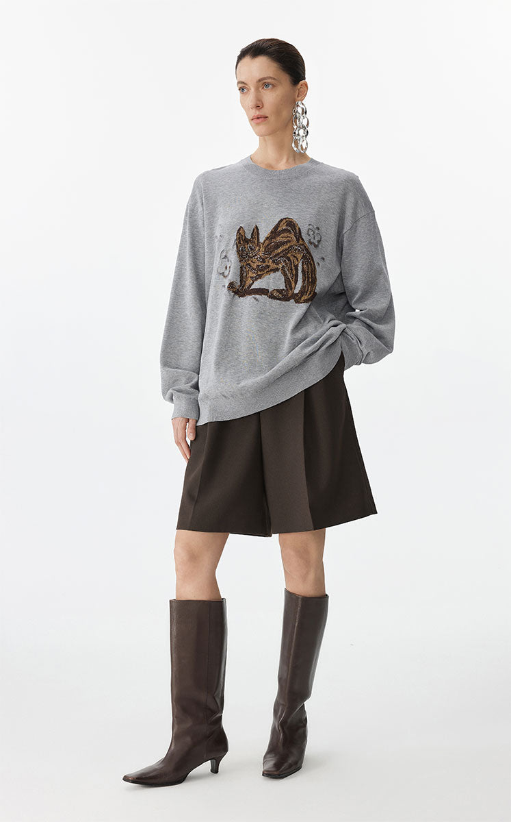 Pants / JNBY Wool Straight-Leg Cuffed Shorts