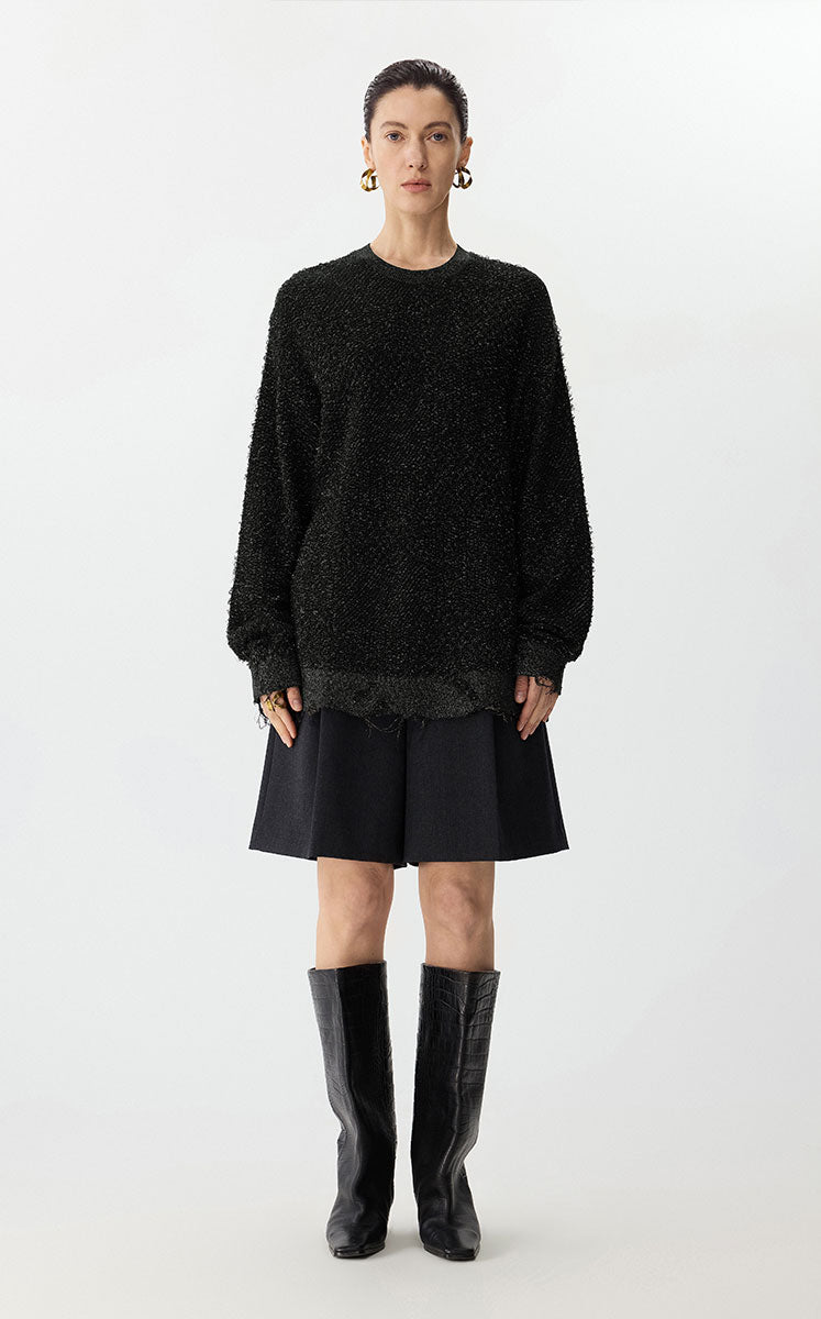 Pants / JNBY Wool Straight-Leg Cuffed Shorts
