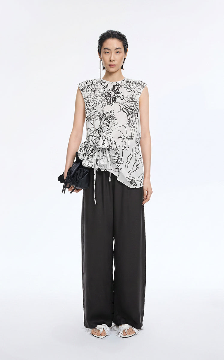 Pants / JNBY Cupro Jacquard Wide-Leg Pants