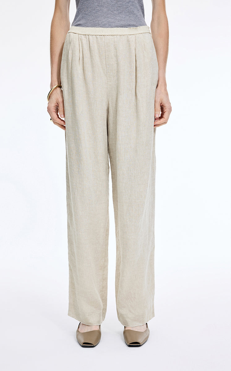 Pants / JNBY Dew-Retted Linen Wide-Leg Pants Natural