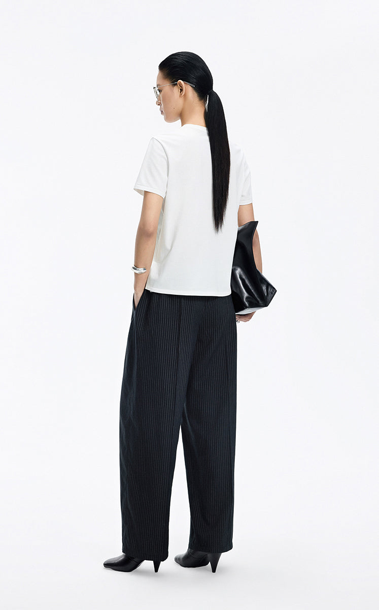 Pants / JNBY Striped Modal Blend Wide Leg Trousers