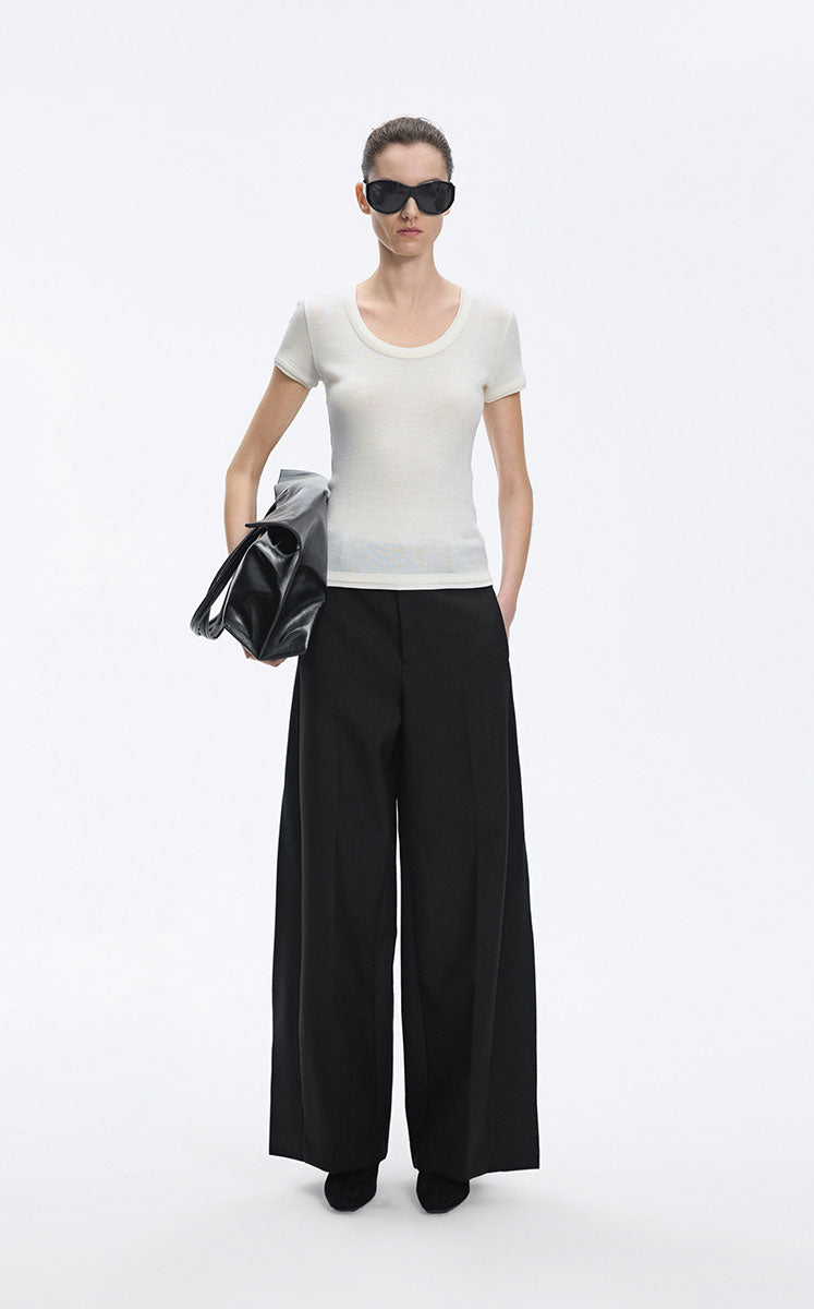 Pants / JNBY Wool Blend Spliced Wide-Leg Trousers