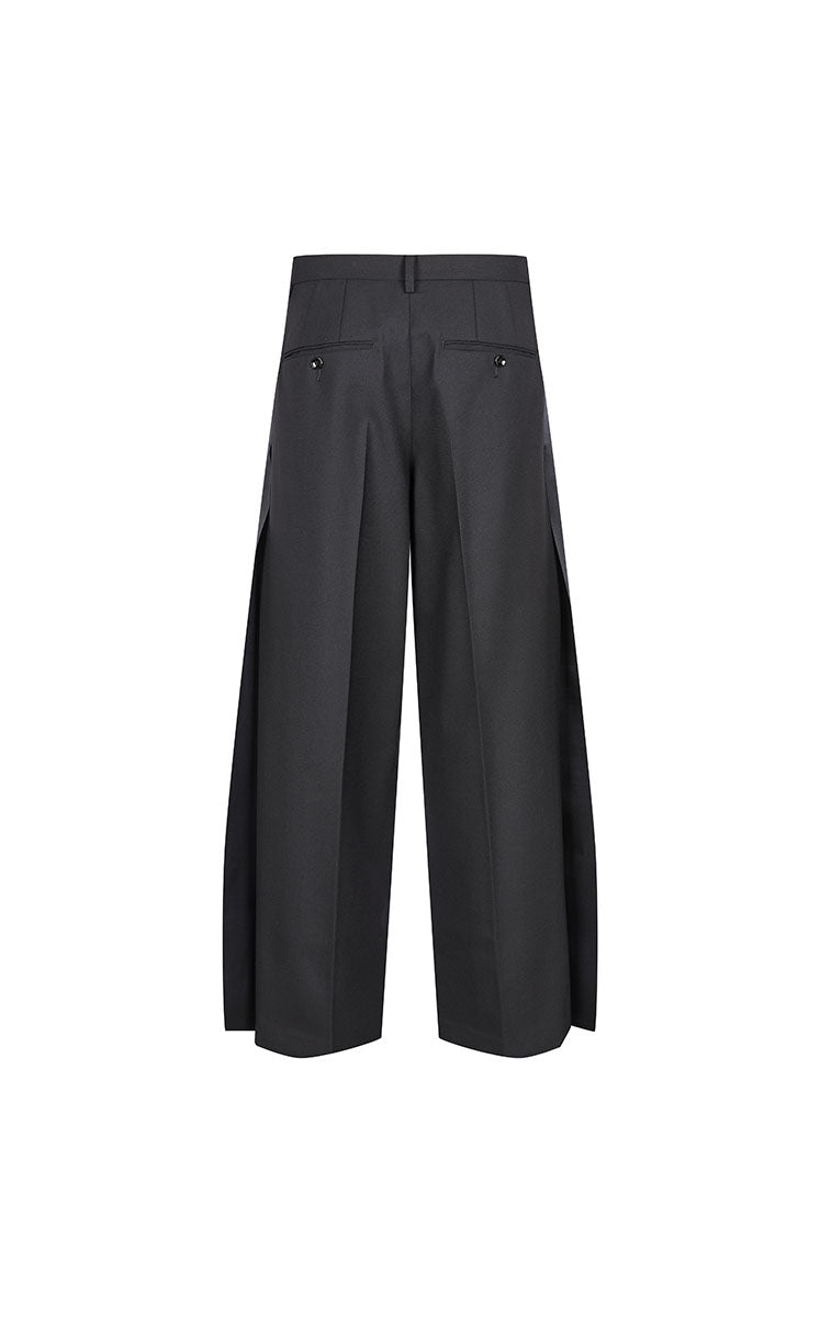 Pants / JNBY Wool Blend Spliced Wide-Leg Trousers