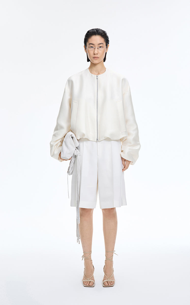 Pants / JNBY A-Line Twill Cropped Pants Off White-3