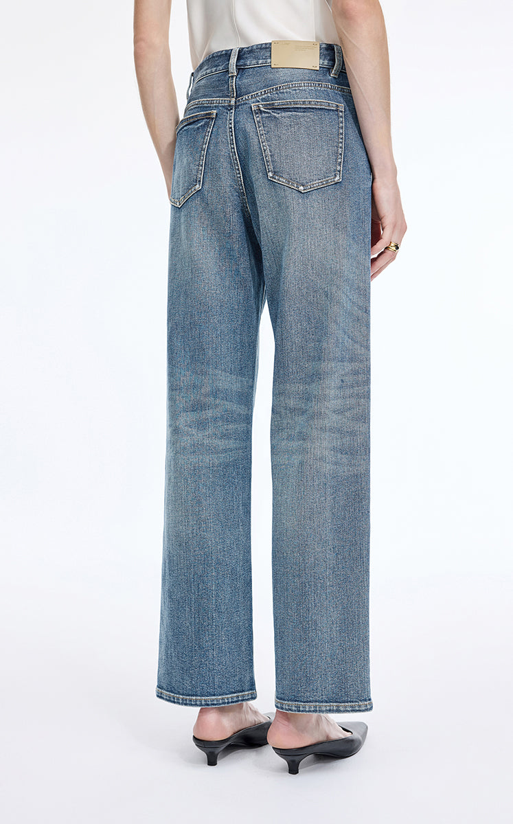 Pants / JNBY Classic Straight-Leg Denim Jeans Washed Denim Blue-1