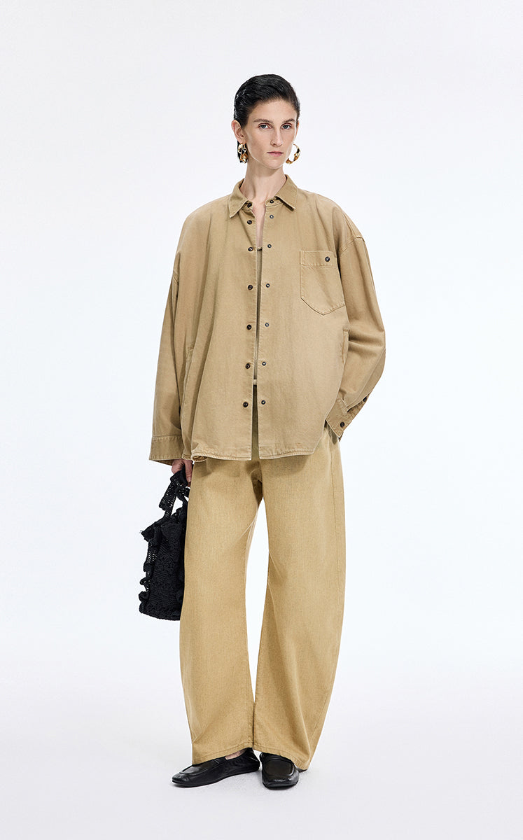 Pants / JNBY Coated Denim Banana Pants Khaki Denim-1