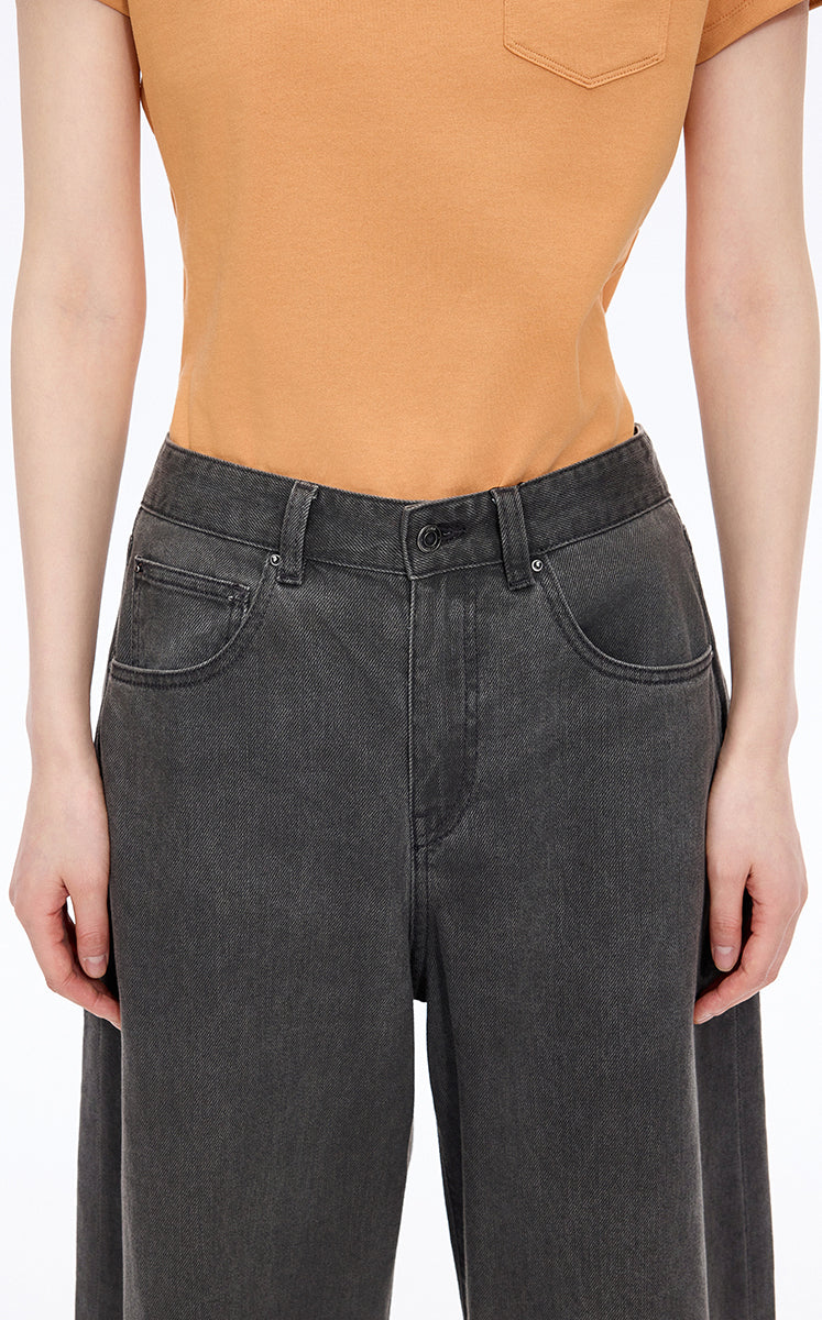 Pants / JNBY Coated Denim Banana Pants Black Wash Denim-3