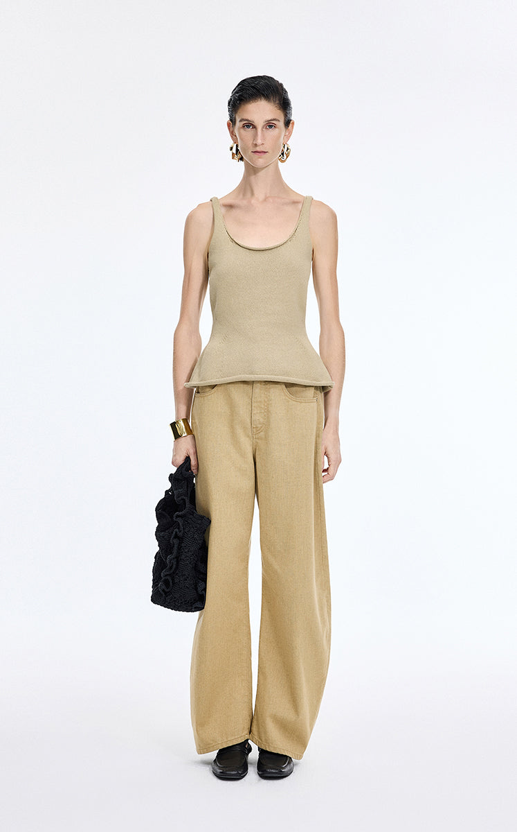 Pants / JNBY Coated Denim Banana Pants Khaki Denim-1