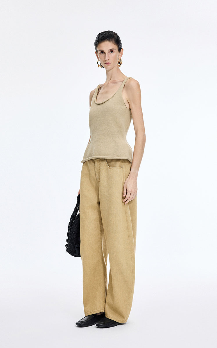 Pants / JNBY Coated Denim Banana Pants Khaki Denim-1