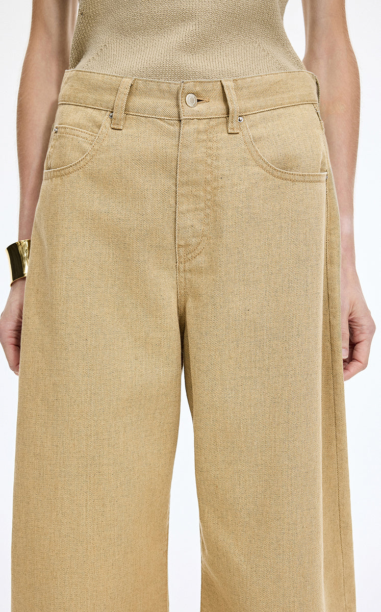 Pants / JNBY Coated Denim Banana Pants Khaki Denim-1