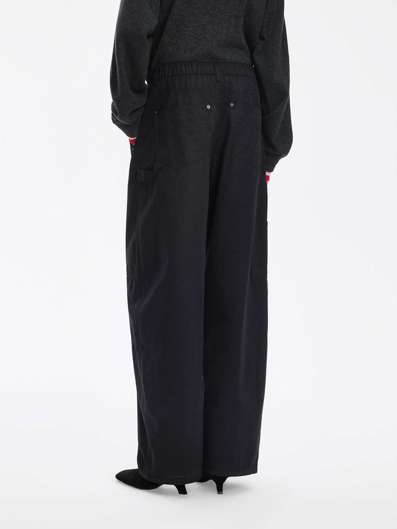 Pants / JNBY Cotton Blend Wide Leg Cargo Trousers Black-2
