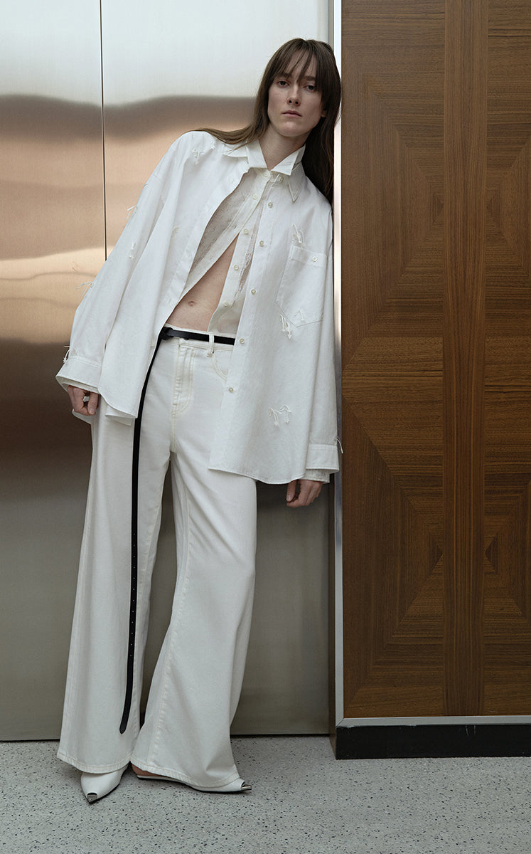 Pants / JNBY Cotton Poplin Drawstring Wide-Leg Pants Ecru-1