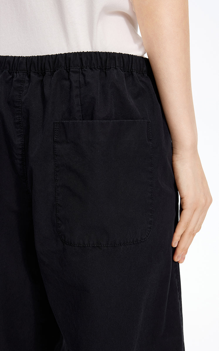 Pants / JNBY Cotton Poplin Drawstring Wide-Leg Pants Black-2