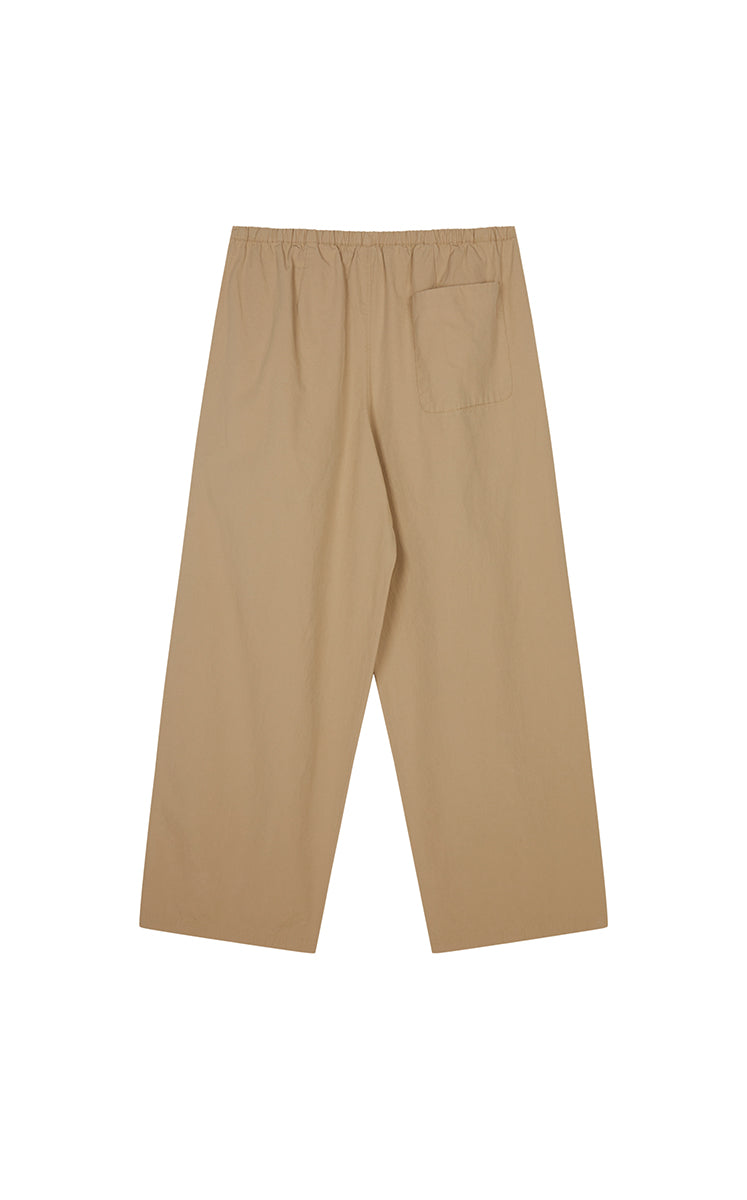 Pants / JNBY Cotton Poplin Drawstring Wide-Leg Pants Mustard Khaki-3