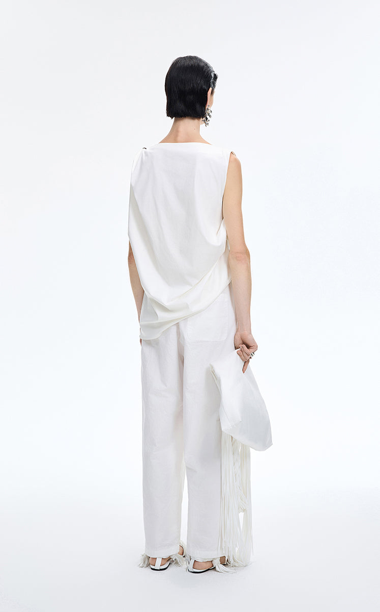 Pants / JNBY Cotton Poplin Drawstring Wide-Leg Pants Ecru-1